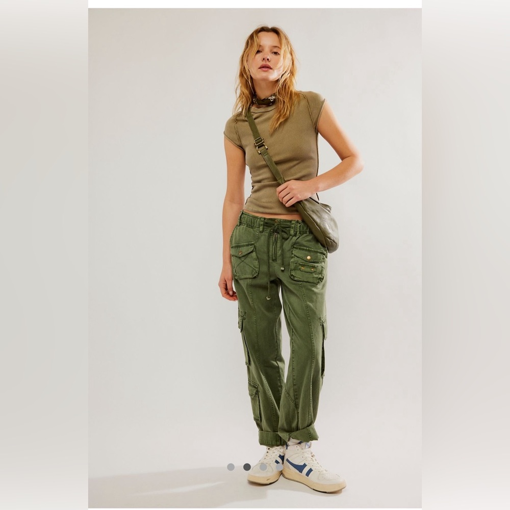 FREE PEOPLE Tahiti Green Kelp Cargo Pants